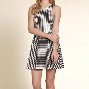Hollister Knit Skater Dress Black Stripe